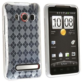 Clear White Argyle TPU Rubber Case for HTC EVO 4G