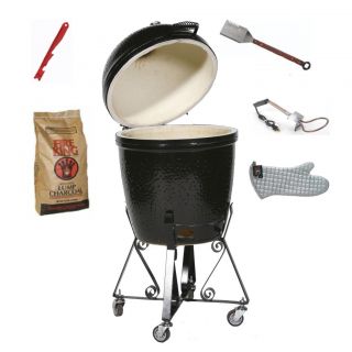 Meteor Brown Comet Kamado Grill with Accessory Bundle