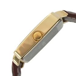 Peugeot Mens Goldtone Leather Strap Watch