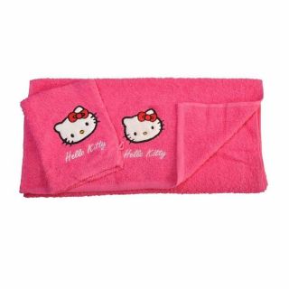 HELLO KITTY serviette de toilette + gant   Coloris  Rose   Motif