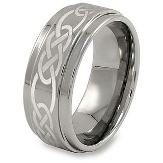 Mens Tungsten Polished Lasered Celtic Knot Design Band (9 mm) Today