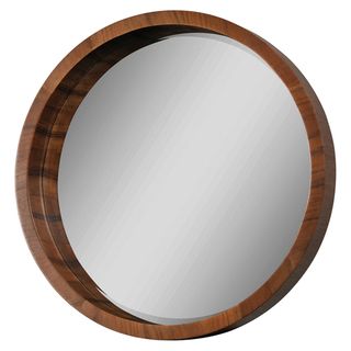 Ren Wil Walnut Frame Beveled Round Mirror