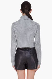 T By Alexander Wang Grey Cropped Knit Turtleneck for women