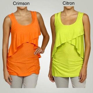 Dylan & Rose Womens Asymmetrical Crop Tank with Layered Over Tank Top