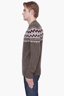 A.P.C. Olive Merino Wool Knit Sweater  for men