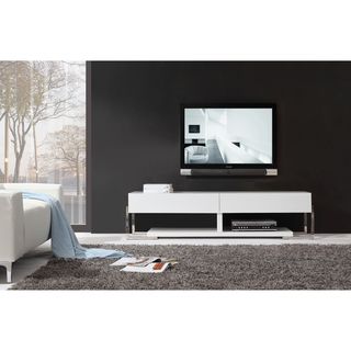 Giovanni White / White Glass Two drawer Modern TV Stand