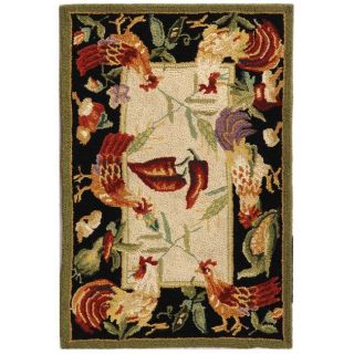 Hand hooked Roosters Ivory/ Black Wool Rug (18 x 26) Today $18.99