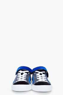 Pierre Hardy Grey & Blue Velvet Sneakers for men