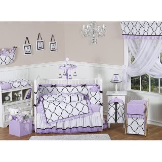 Sweet Jojo Designs Purple, Black and White Princess 9 piece Crib