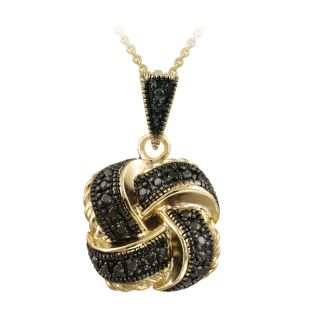 DB Designs 18k Gold over Silver Black Diamond Accent Love Knot