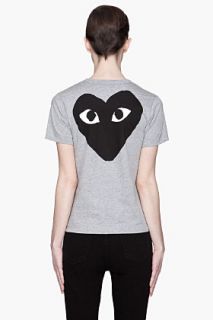 Comme Des Garçons Play  Heather Black Signature Emblem T shirt for women