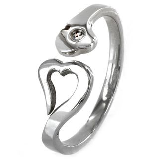 Stainless Steel Heart Cubic Zirconia Promise Ring