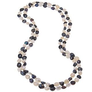 White and Purple Baroque Freshwater Pearl 60 inch Endless Necklace (6