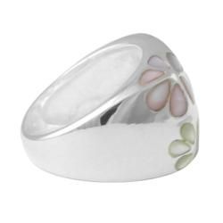 Angelina DAndrea Sterling Silver Mother of Pearl Daisy Ring