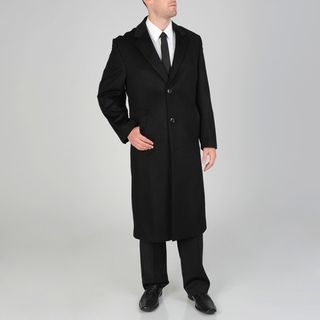 Pronto Moda Mens Harvard Black Wool cashmere Full length Coat