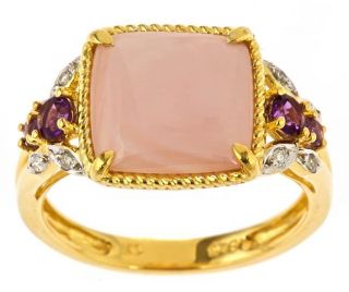 Yach Gold over Silver Mother of Pearl and Pink Amethyst Ring Today