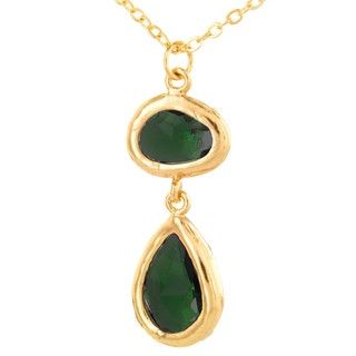 ELYA Designs Goldtone Green Faux 2 stone Necklace