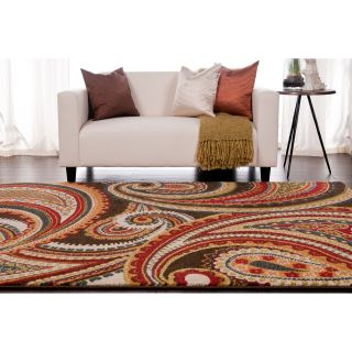 Meticulously Woven Contemporary Brown/Red Floral Paisley Floral