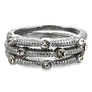 Silvertone Crystal 3 piece Stackable Ring Set
