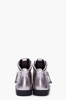 Pierre Balmain Silver Zip detailed Mid Top Sneaker for women