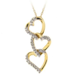 10k Yellow Gold 1/10ct TDW Diamond Heart Necklace (I J, I2 I3