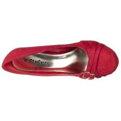 Riverberry Womens Dexter Red Microsuede Wedges